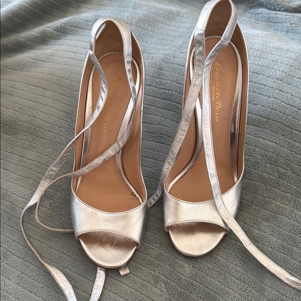 Gianvito Rossi Silver Strappy Heels